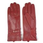 Women's Journee Collection Microfiber-lined Leather Gloves, Size: Small, Red