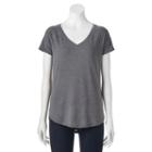 Juniors' So&reg; V-neck Raglan Tee, Girl's, Size: Medium, Grey (charcoal)