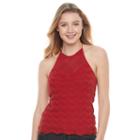 Juniors' Candie's&reg; Chevron Knit Halter Tank, Girl's, Size: Small, Red Other