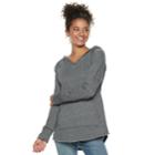 Juniors' So&reg; High-low Solid Fleece Tunic Hoodie, Teens, Size: Small, Dark Grey