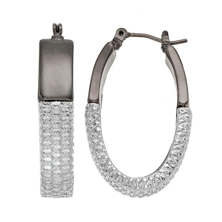 Dana Buchman Two Tone Mesh Hoop Earrings, Women's, Multicolor