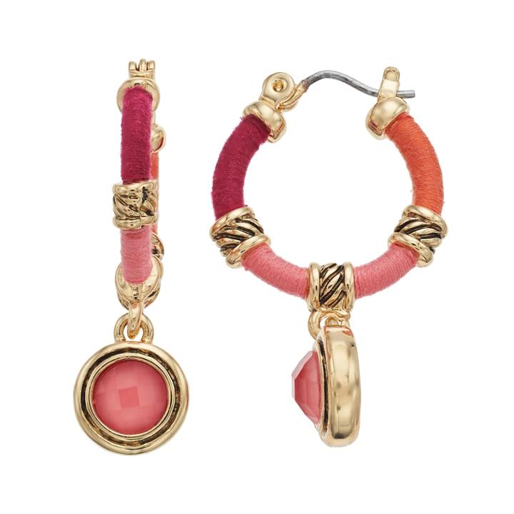Napier Hoop Drop Earrings, Women's, Pink