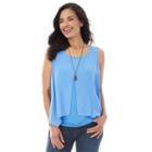 Ab Studio, Women's Lace-up Back Tank, Size: Xlrg Av/rg, Light Blue