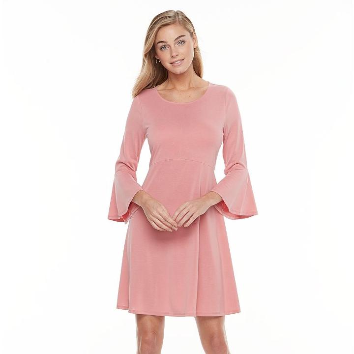 Women's Apt. 9&reg; Bell Sleeve Fit & Flare Dress, Size: Xl, Pink