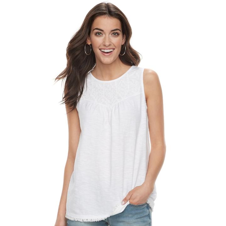 Women's Sonoma Goods For Life&trade; Fringe Tank, Size: Xl, White