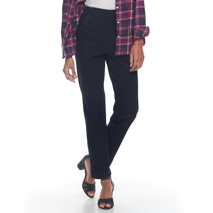 Women's Croft & Barrow&reg; Classic Pull-on Tapered-leg Jeans, Size: Xs, Blue