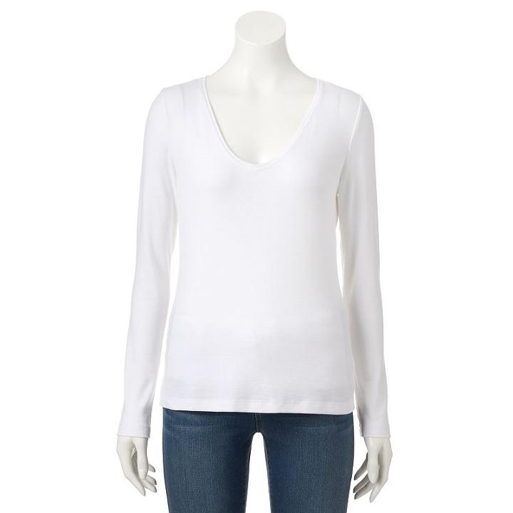 Women's Apt. 9&reg; Solid Scoopneck Tee, Size: Medium, White