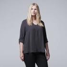 Plus Size Simply Vera Vera Wang Solid Crepe Top, Women's, Size: 2xl, Grey