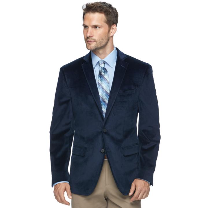 Men's Van Heusen Slim-fit Flex Velvet Stretch Sport Coat, Size: 46 Long, Blue (navy)
