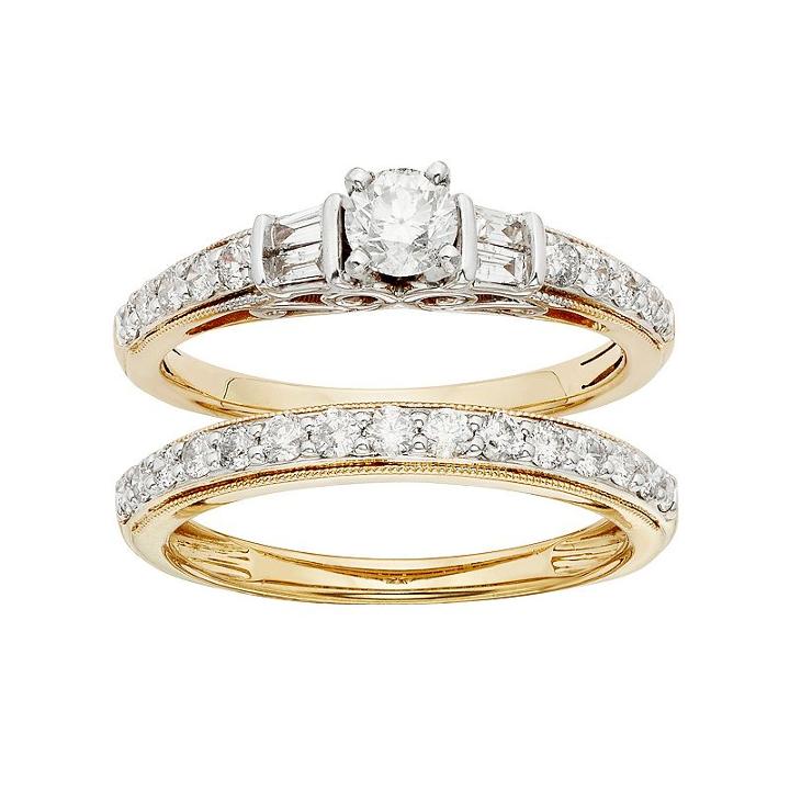 Igl Certified Diamond Engagement Ring Set In Two Tone 14k Gold (1 Carat T.w.), Women's, Size: 5.50, White