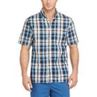 Men's Chaps Classic-fit Plaid Performance Button-down Camp Shirt, Size: Large, Blue