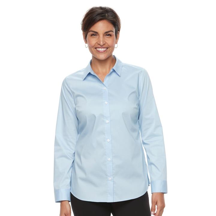 Women's Croft & Barrow&reg; Collared Button-down Shirt, Size: Medium, Light Blue