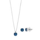 Brilliance Silver Plated Round Pendant & Stud Earrings Set With Swarovski Crystals, Women's, Blue