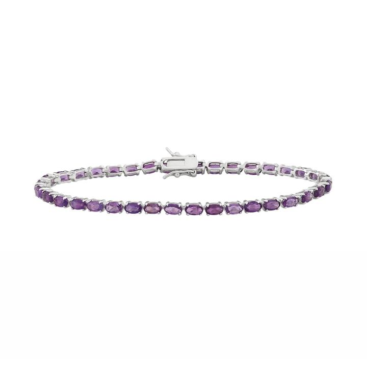 Sterling Silver Amethyst Tennis Bracelet, Women's, Purple
