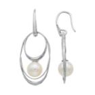Pearlustre By Imperial Sterling Silver Freshwater Cultured Pearl Hoop Drop Earrings, Women's, White