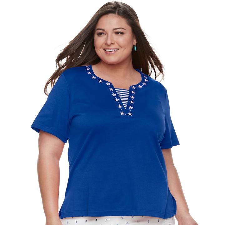 Plus Size Cathy Daniels Stars & Stripes Top, Women's, Size: 3xl, Brt Blue