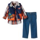 Baby Boy Boyzwear Plaid Shirt, Puffer Vest & Jeans Set, Size: 18 Months, Blue (navy)