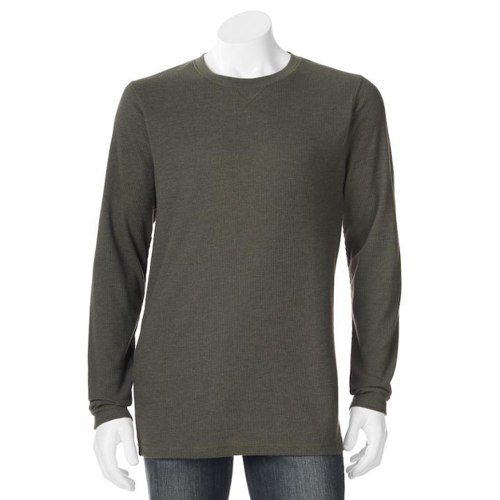 Men's Hanes Ultimate X-temp Waffle-weave Thermal Tee, Size: Large, Dark Green