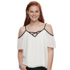 Juniors' Lily Rose Criss-cross Cold-shoulder Top, Teens, Size: Small, Oxford