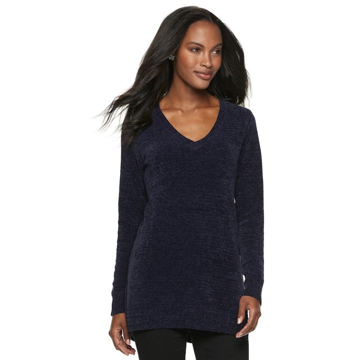 Women's Apt. 9&reg; Chenille Vented Tunic, Size: Medium, Drk Purple