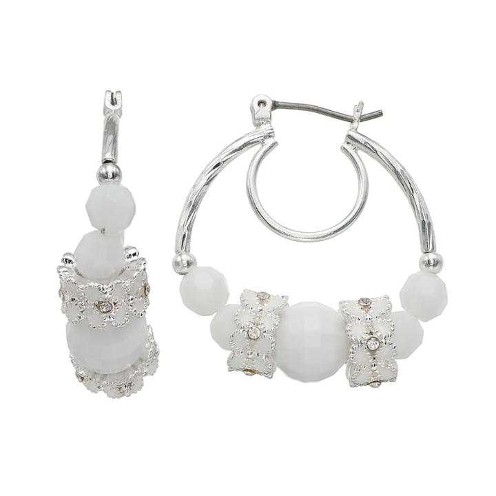 Napier Beaded Hoop Earrings, Women's, White