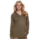 Women's Sonoma Goods For Life&trade; Cable Knit Hooded Sweater, Size: Large, Med Brown