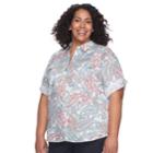 Plus Size Croft & Barrow&reg; Roll-tab Woven Shirt, Women's, Size: 1xl, Light Blue
