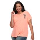 Plus Size Apt. 9&reg; Crewneck Short Sleeve Top, Women's, Size: 1xl, Brt Orange