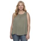 Juniors' Plus Size Mudd&reg; Embroidered Yoke Tank, Girl's, Size: 1xl, Med Green