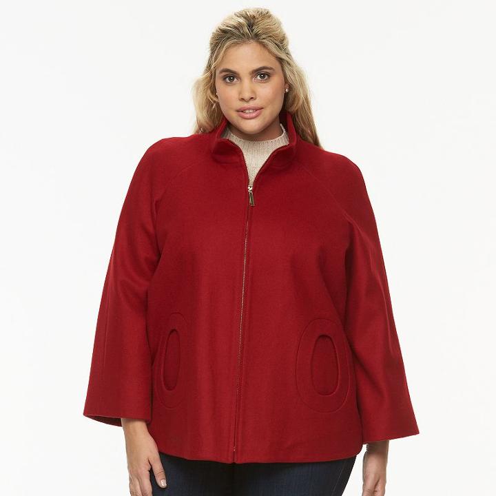 Plus Size Braetan Wool-blend Jacket, Women's, Size: 1xl, Red