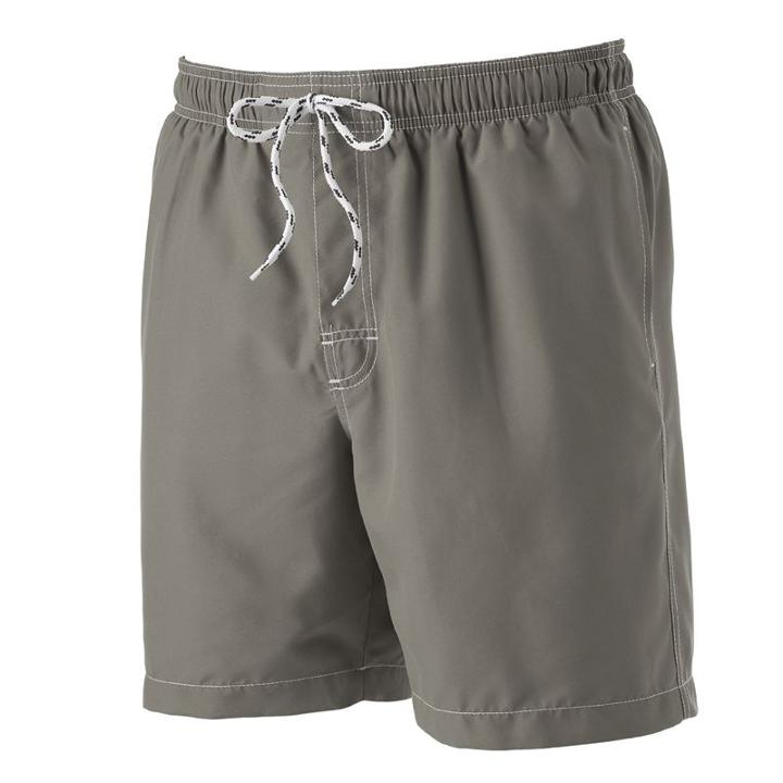Men's Croft & Barrow&reg; Solid Microfiber Swim Trunks, Size: Xl, Med Grey