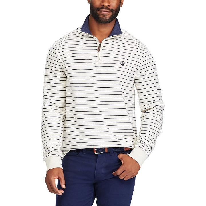 Men's Chaps Classic-fit Easy-care Quarter-zip Pullover, Size: Xxl, Natural