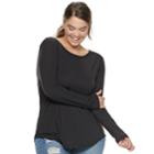Juniors' Plus Size Mudd&reg; Crewneck Tee, Teens, Size: 2xl, Black
