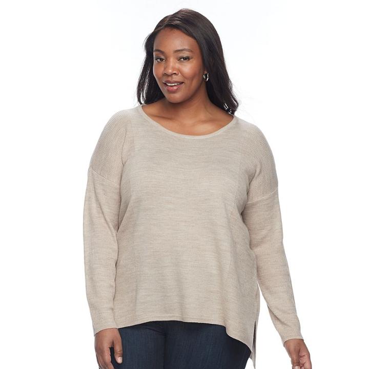 Plus Size Napa Valley Textured Rib Sweater, Women's, Size: 1xl, White Oth