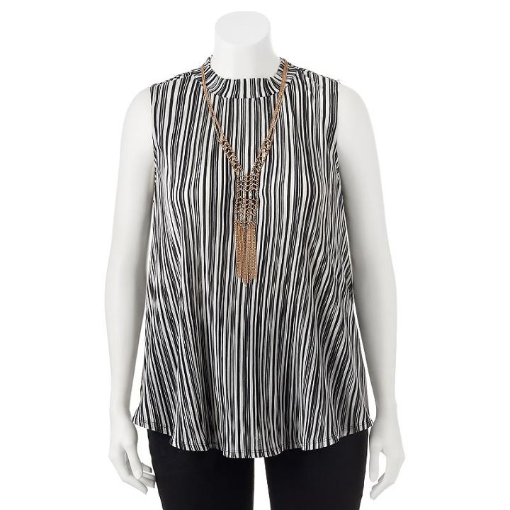 Juniors' Plus Size Heartsoul Striped Necklace Top, Girl's, Size: 1xl, Oxford
