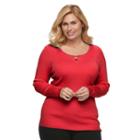 Plus Size Croft & Barrow&reg; Ribbed Crisscross Sweater, Women's, Size: 3xl, Med Red