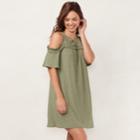 Women's Lc Lauren Conrad Ruffle Cold-shoulder Dress, Size: Xs, Med Green