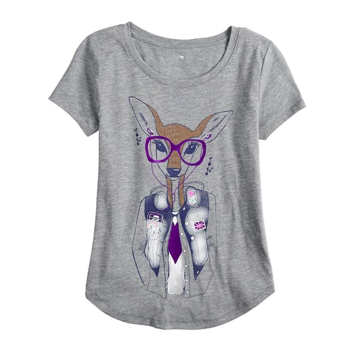 Girls 7-16 & Plus Size So&reg; Curve Hem Shiny Graphic Tee, Size: 20 1/2, Med Grey