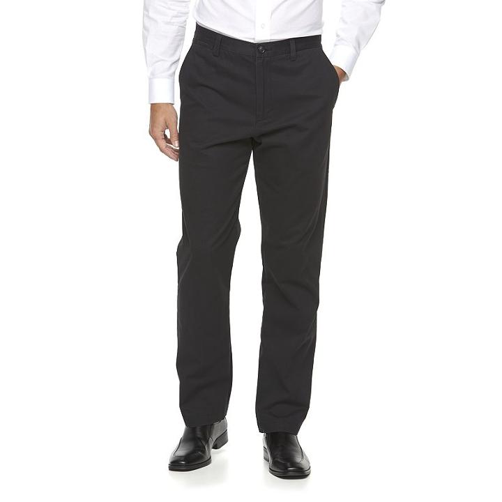 Big & Tall Croft & Barrow&reg; Classic-fit Essential Khaki Flat-front Pants, Men's, Size: 46x34, Black