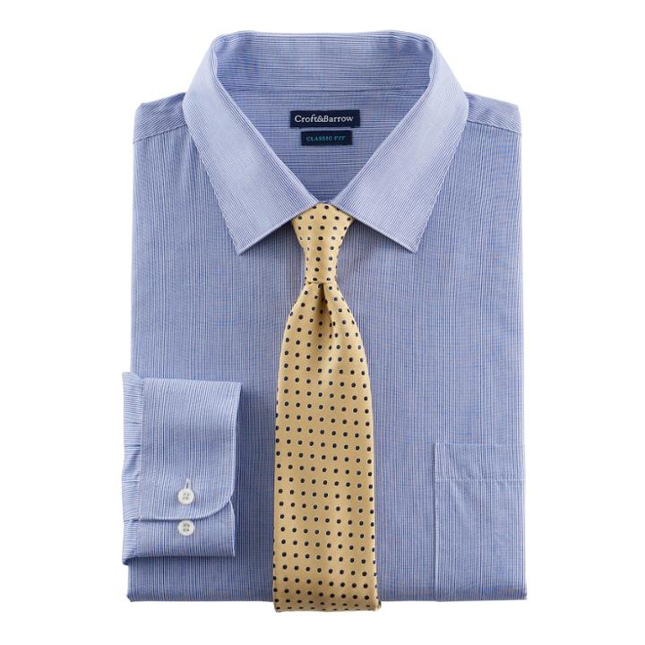 Men's Croft & Barrow&reg; Classic-fit Striped Dress Shirt And Patterned Tie, Size: 2x-36/37, Blue