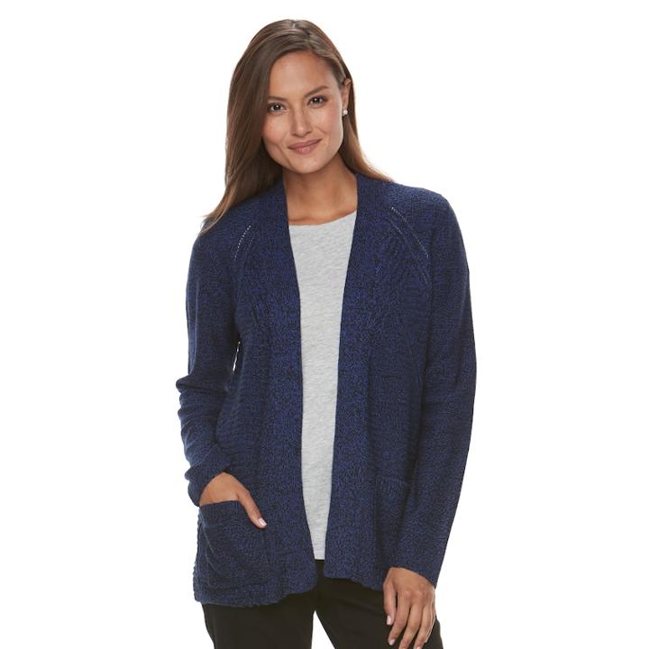 Women's Croft & Barrow&reg; Textured Cardigan Sweater, Size: Small, Blue