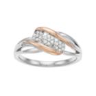 Everlasting Diamonds Two Tone Sterling Silver 1/10 Carat T.w. Diamond 3-stone Cluster Ring, Women's, Size: 6, White