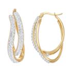 18k Gold Over Silver Crystal Twist Hoop Earrings, Women's, White