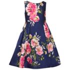 Girls 7-16 Bonnie Jean Printed Mikado Dress, Size: 14, Blue (navy)