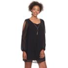 Juniors' Lily Rose Split Sleeve Shift Dress, Teens, Size: Large, Black