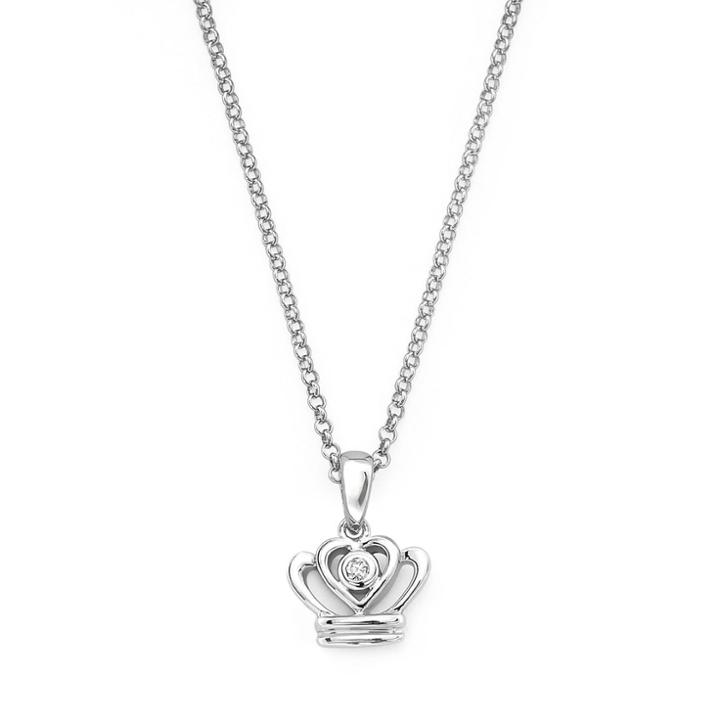 Little Diva Diamonds Sterling Silver Diamond Accent Crown Pendant - Kids, Girl's, Size: 14
