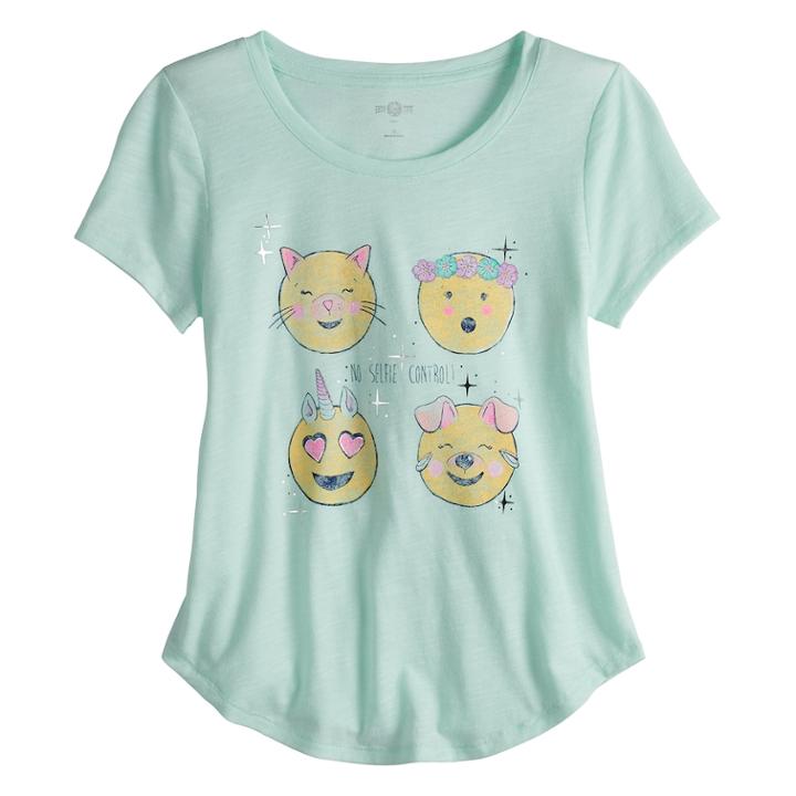 Girls 7-16 & Plus Size So&reg; Curve Hem Shiny Graphic Tee, Size: 20 1/2, Lt Green