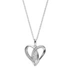 Sterling Silver Silver Lab-created White Sapphire 2-stone Heart Pendant, Women's, Size: 18
