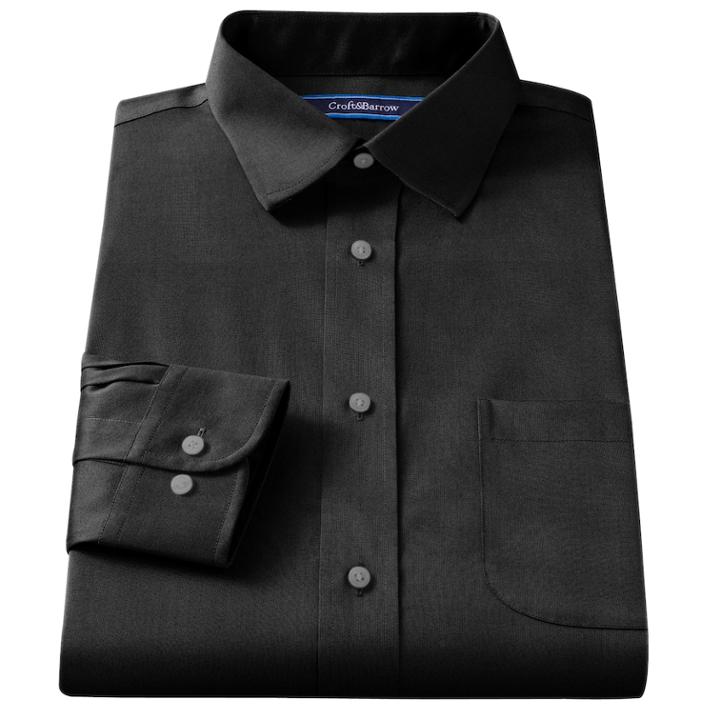 Men's Croft & Barrow&reg; Classic-fit Easy Care Solid Spread-collar Dress Shirt, Size: 17.5-32/33, Black