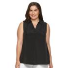 Plus Size Dana Buchman High-low Hem Blouse, Women's, Size: 2xl, Black